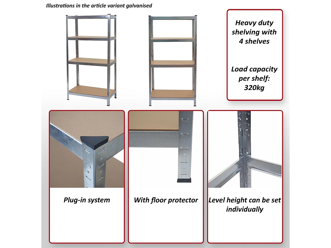 Estantería para cargas pesadas MCW-D67,  galvanizado