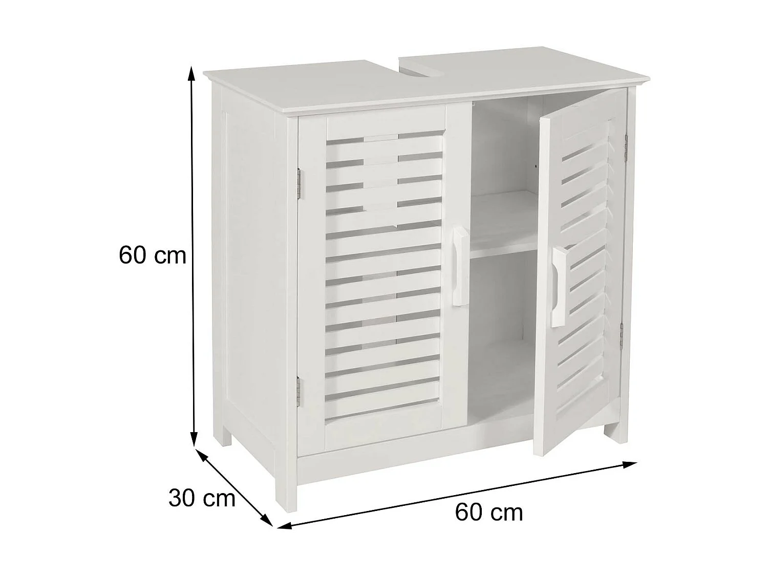 Arredo bagno sottolavabo armadietto MCW-B41 60x60x30cm bambu legno bianco