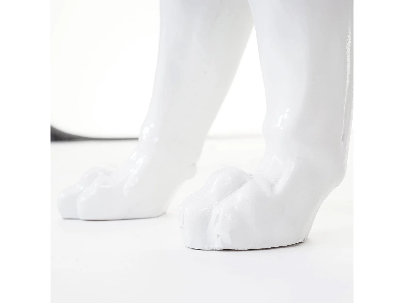 Figurine décorative Panthère avec collier,  blanc brillant, avec collier