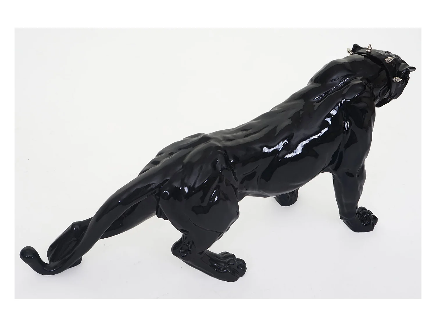 Pantera decorativa com coleira,  preto alto brilho com coleira