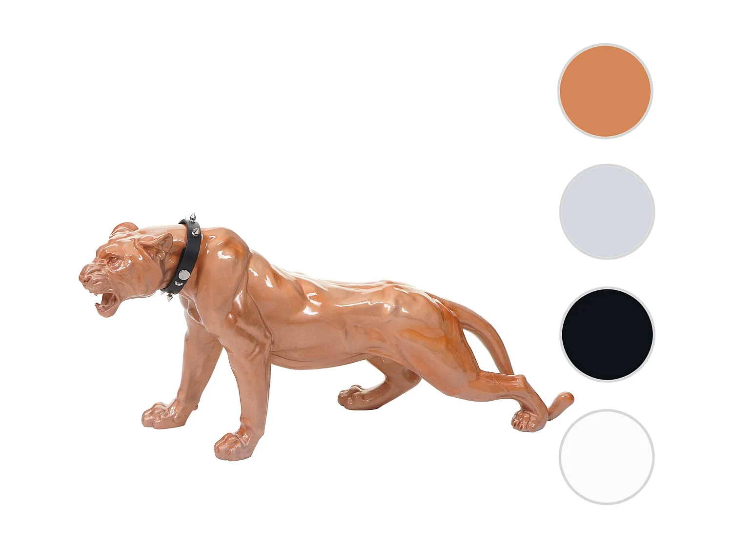 Decoratief figuurtje panter met halsband,  antiek hoogglans met kraag