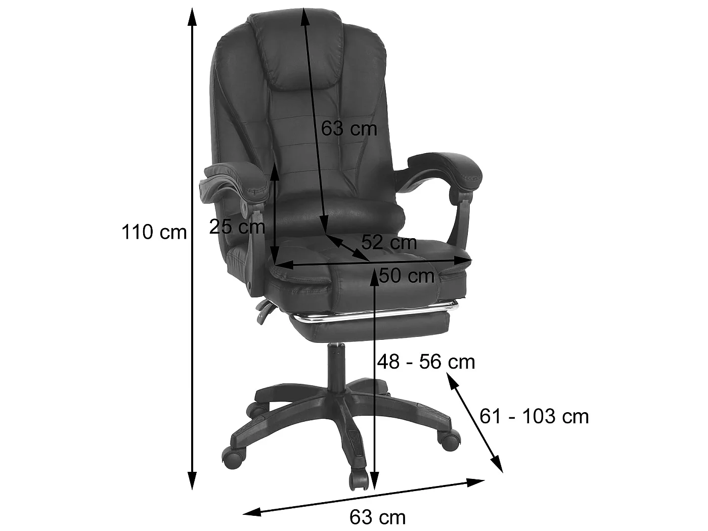 Chaise de bureau MCW-M80,  noir