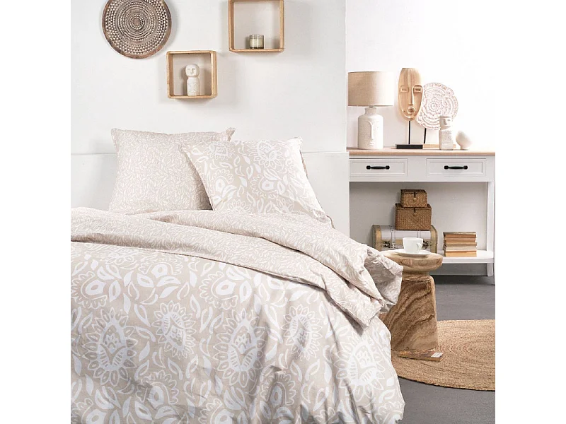 Bedrukt dekbedovertrek + 2 kwadrantovertrekken, kwaliteit 100% katoen M/Cashmire 220x240cm