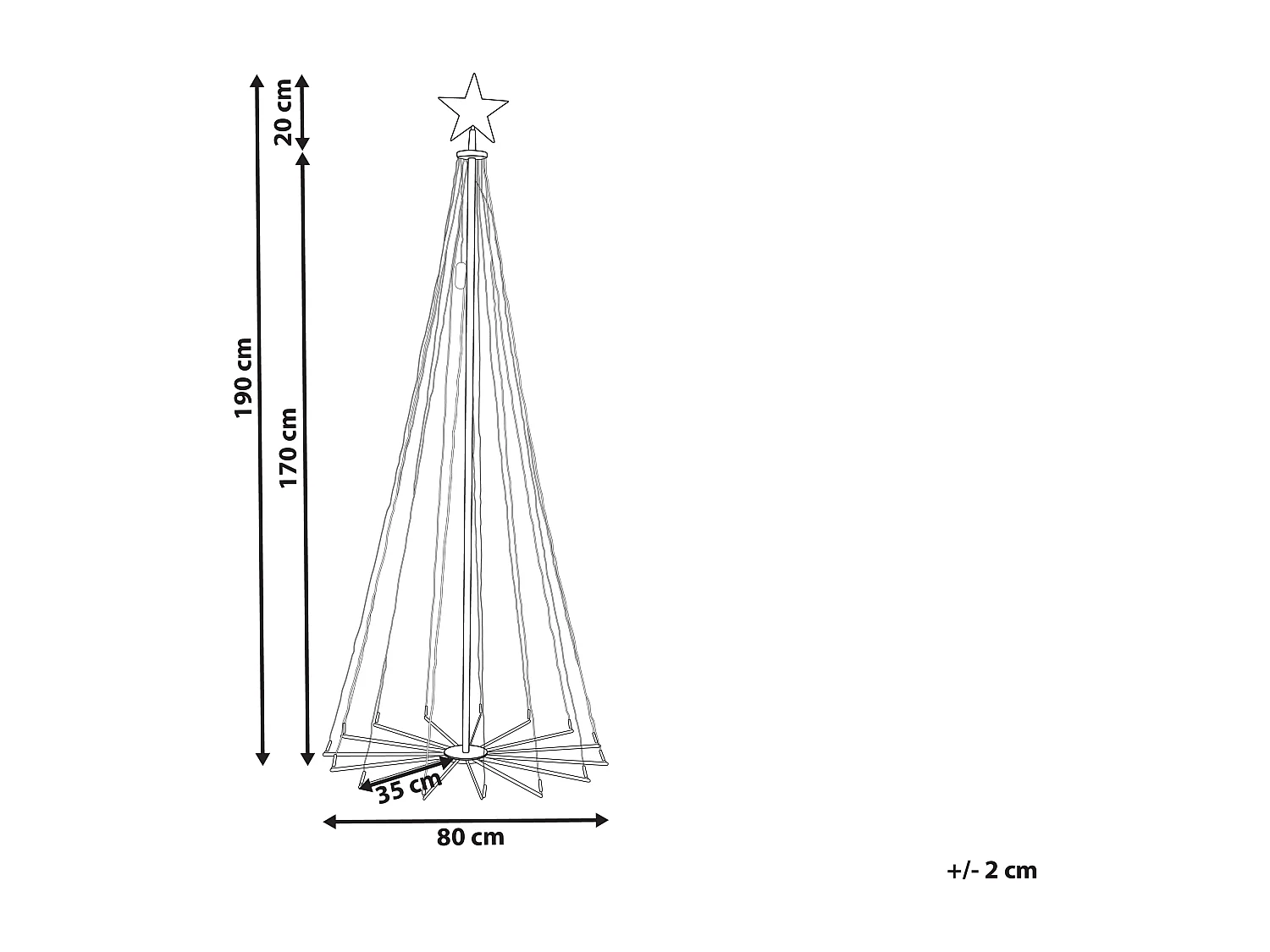 Décoration de Noël au sol LED intelligente avec l'application IKAMIUT Arbre de Noël 190 cm Transparent