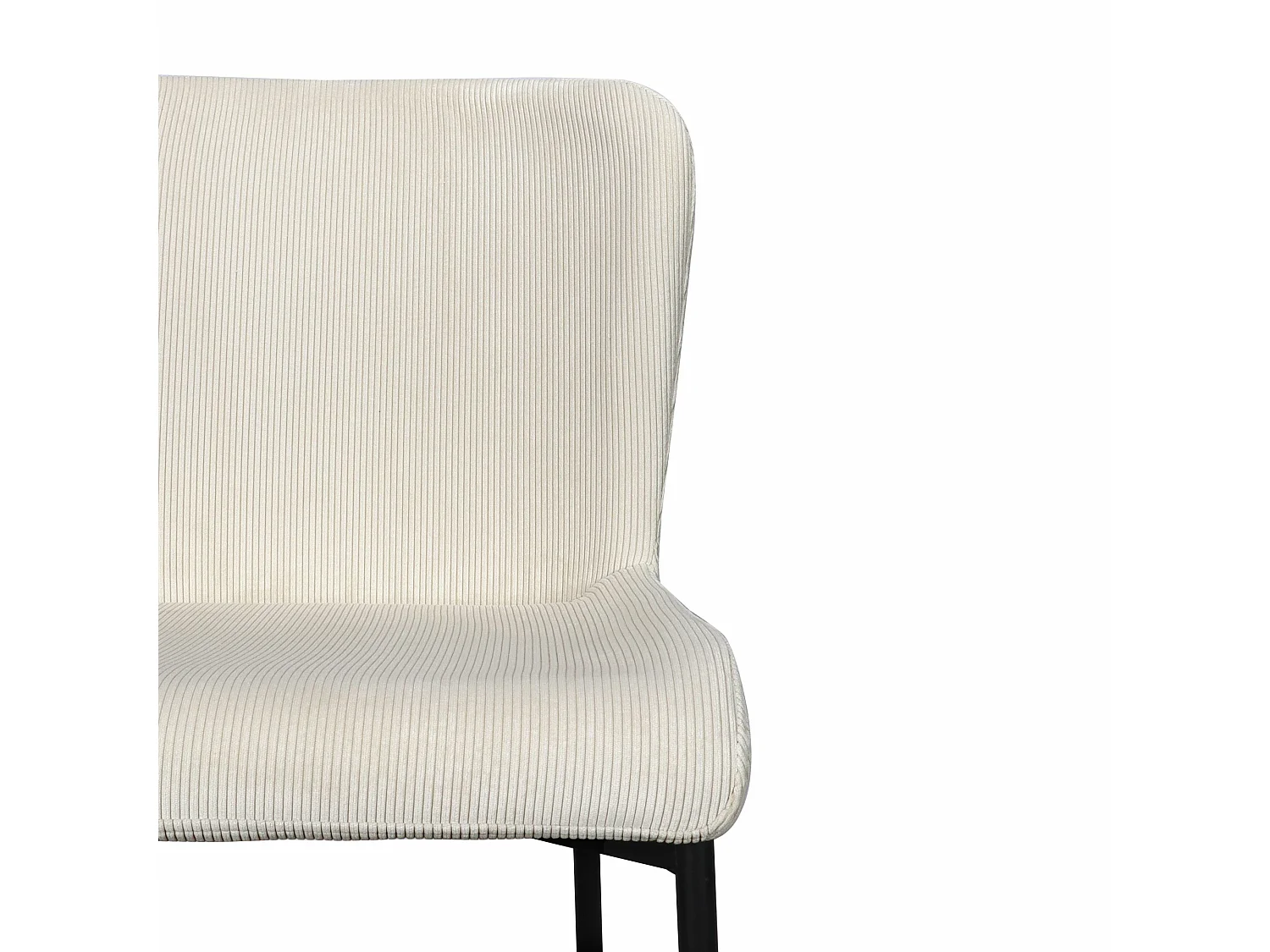 Esszimmerstuhl Polsterstuhl - mit Cord-Bezug in Creme und schwarzen Metallbeinen - NEUL