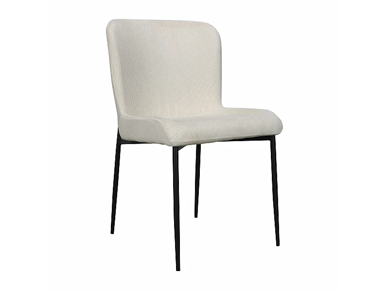 Esszimmerstuhl Polsterstuhl - mit Cord-Bezug in Creme und schwarzen Metallbeinen - NEUL
