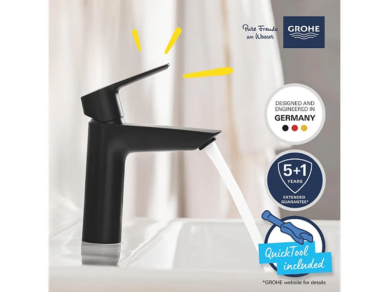 Misturador Lavatório GROHE Start Abertura Água Fria Preto M Poupança de Água e Durabilidade