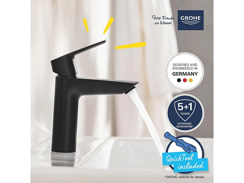 Wastafelkraan GROHE Start zwart M - Waterbesparing, Keramische cartridge, Duurzame afwerking