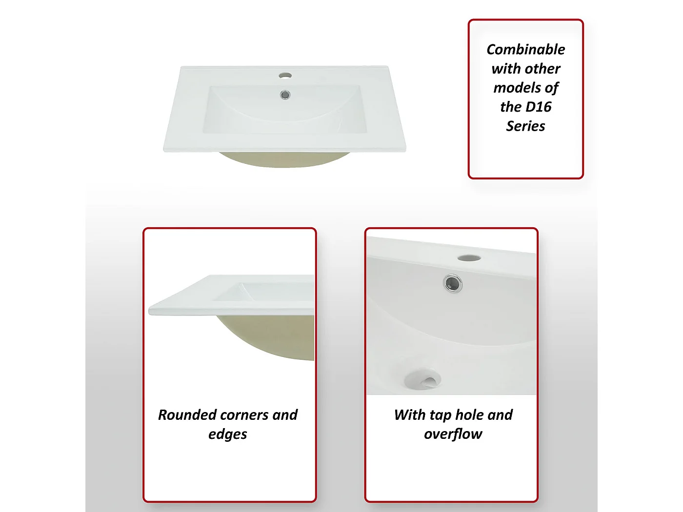 Wastafel MCW-D16,  61cm 30mm rand