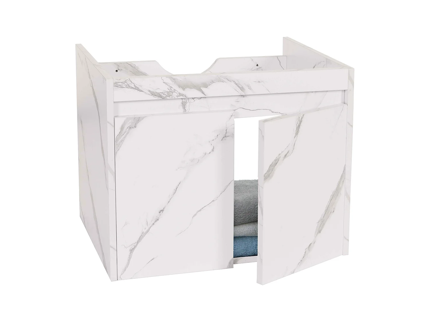 Móvel de toucador MCW-L86,  branco com aspeto de mármore