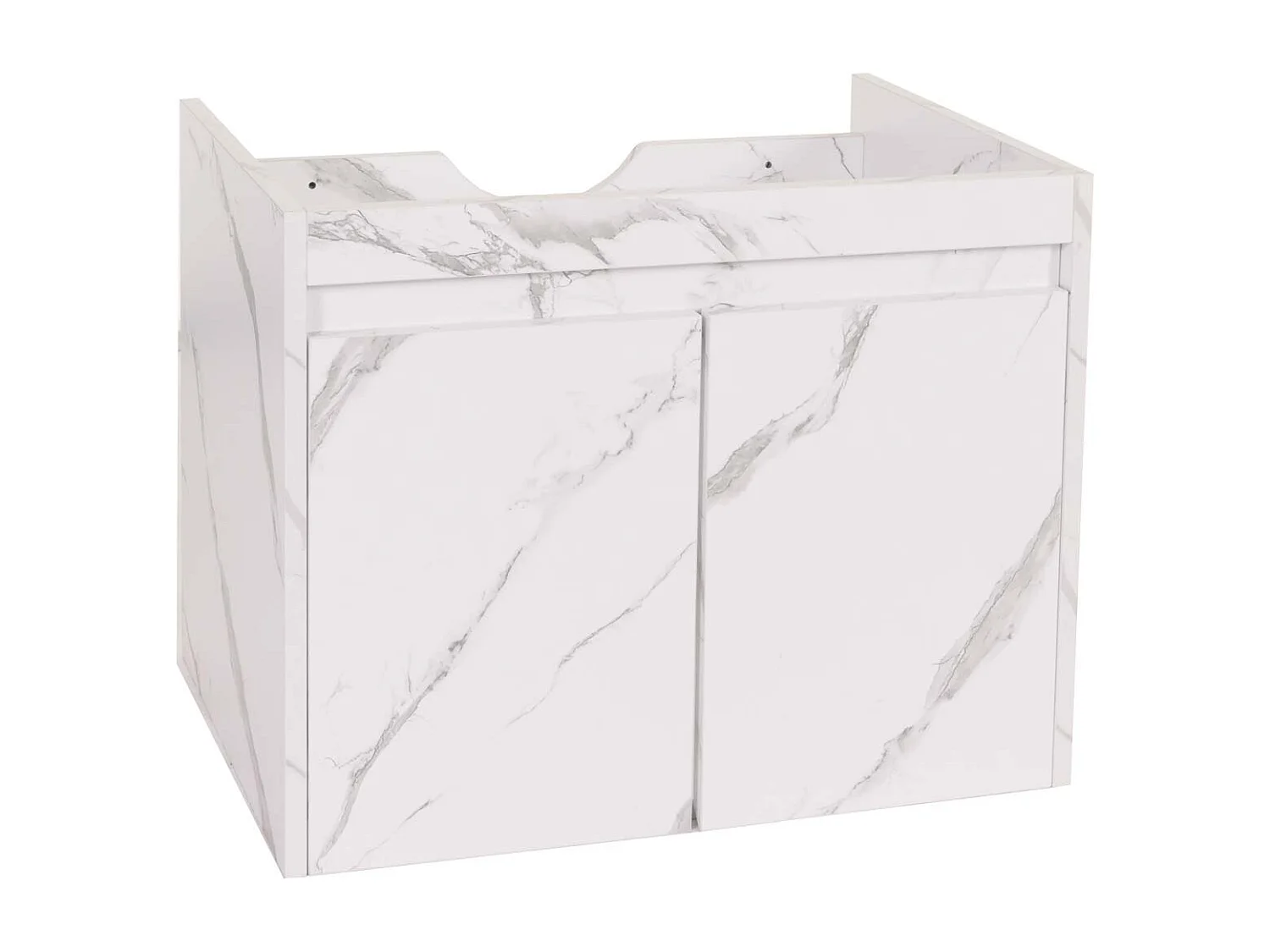 Meuble sous-lavabo MCW-L86,  aspect marbre blanc