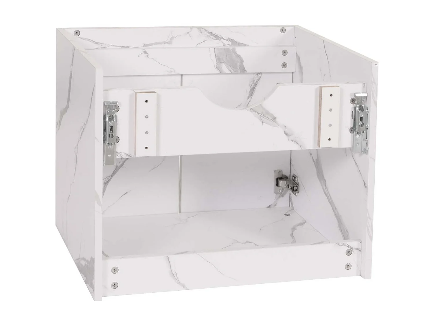 Meuble sous-lavabo MCW-L86,  aspect marbre blanc