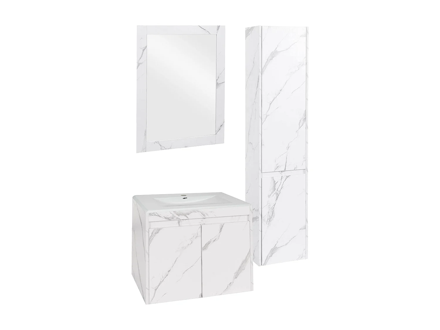 Ensemble pour salle de bain MCW-L86,  aspect marbre blanc