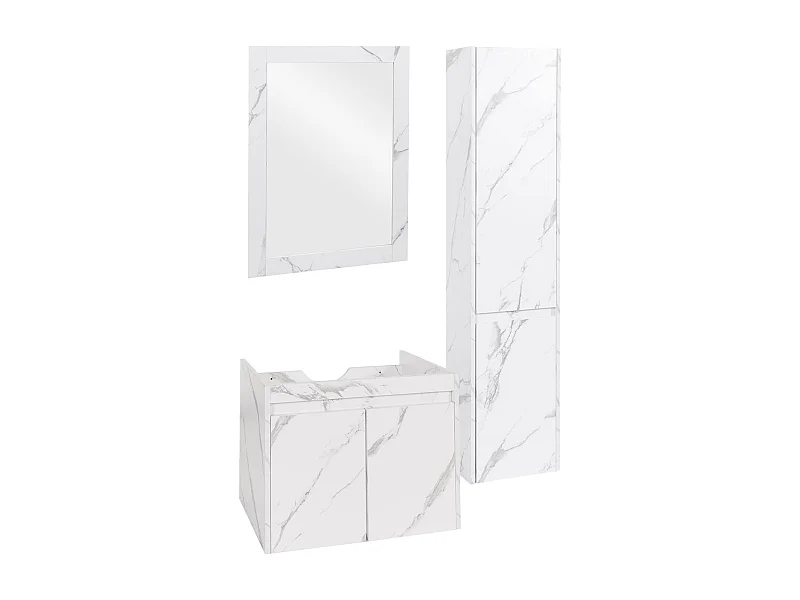 Set de baño MCW-L86,  efecto mármol blanco