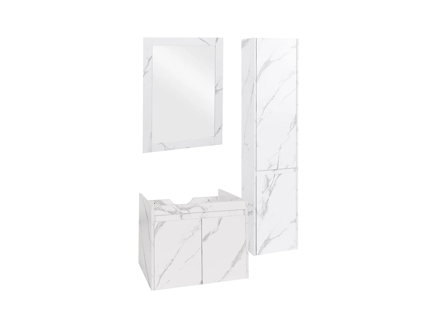Ensemble pour salle de bain MCW-L86,  aspect marbre blanc