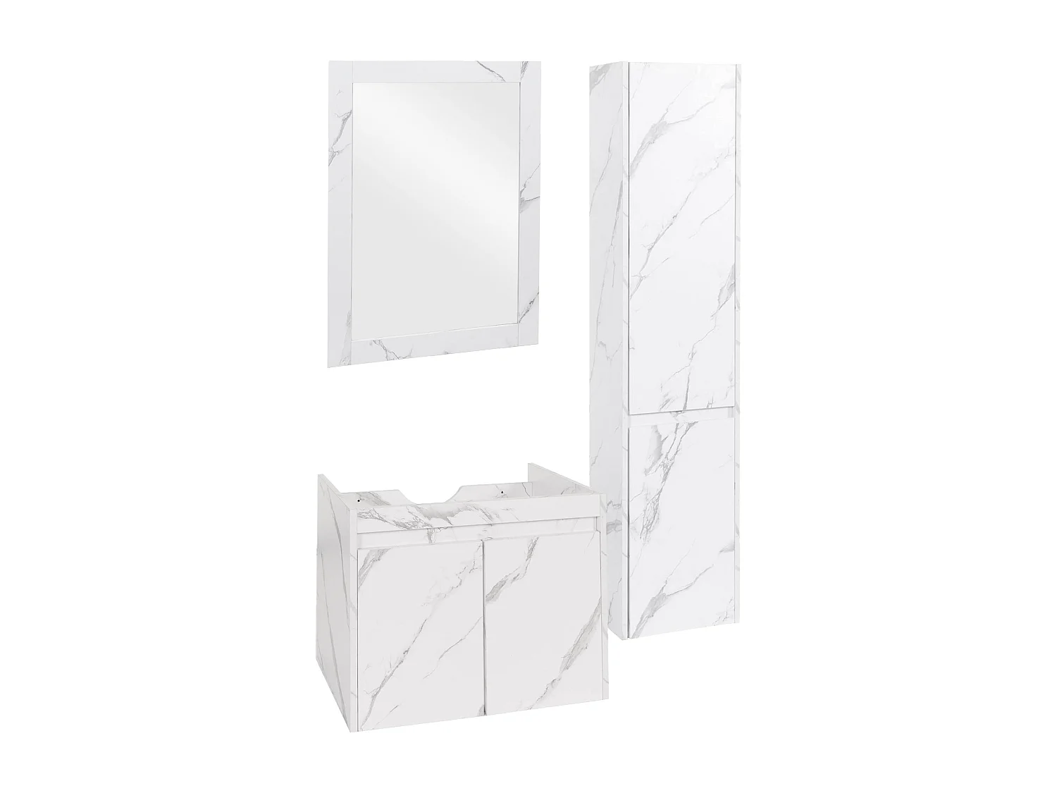 Ensemble pour salle de bain MCW-L86,  aspect marbre blanc
