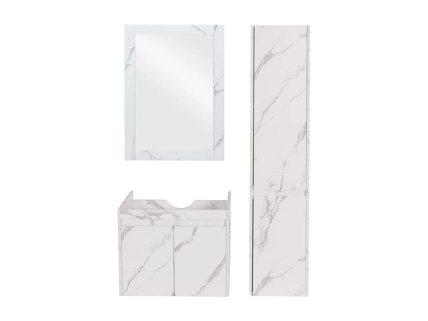 Ensemble pour salle de bain MCW-L86,  aspect marbre blanc