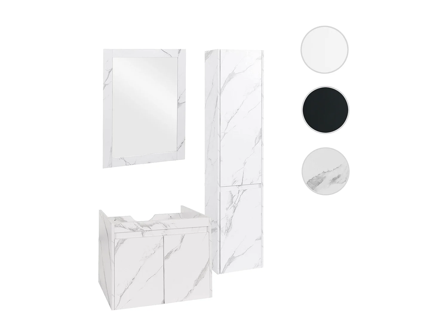 Ensemble pour salle de bain MCW-L86,  aspect marbre blanc