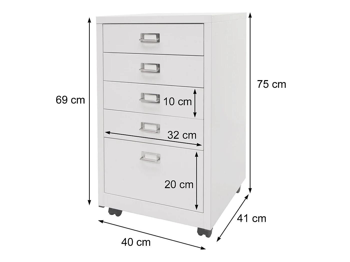 Pedestal móvel MCW-L49,  branco