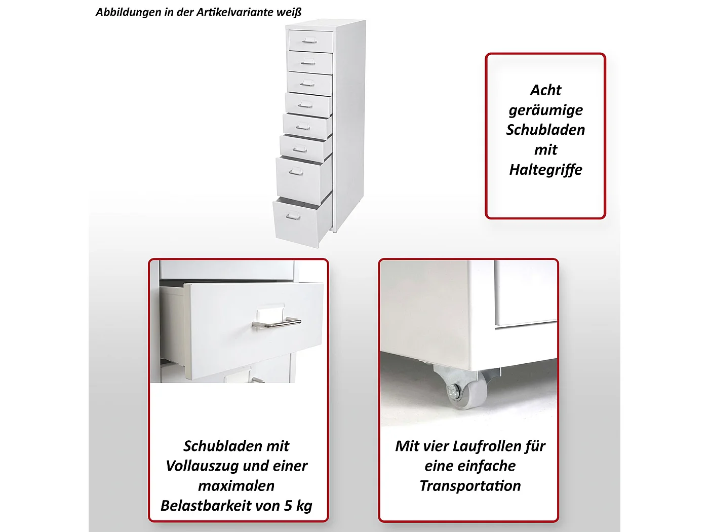 Caisson roulant Preston T851,  gris foncé blanc - gris foncé