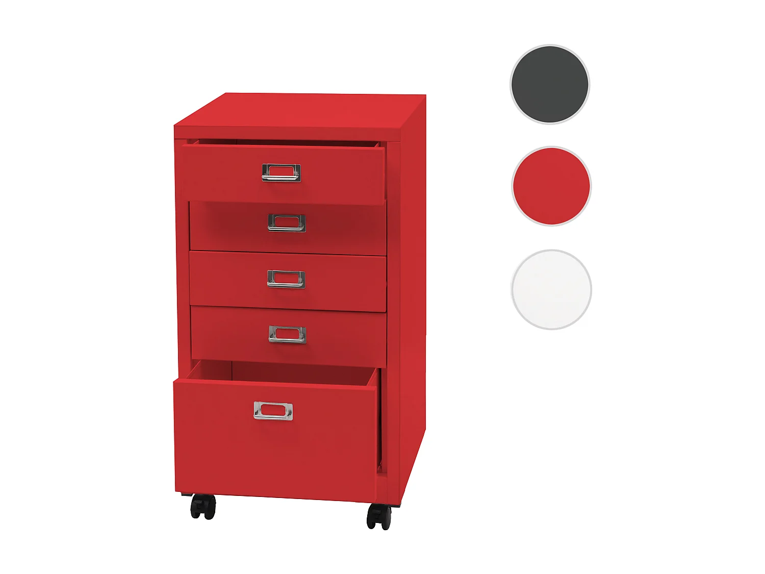 Caisson à roulettes MCW-L49,  rouge