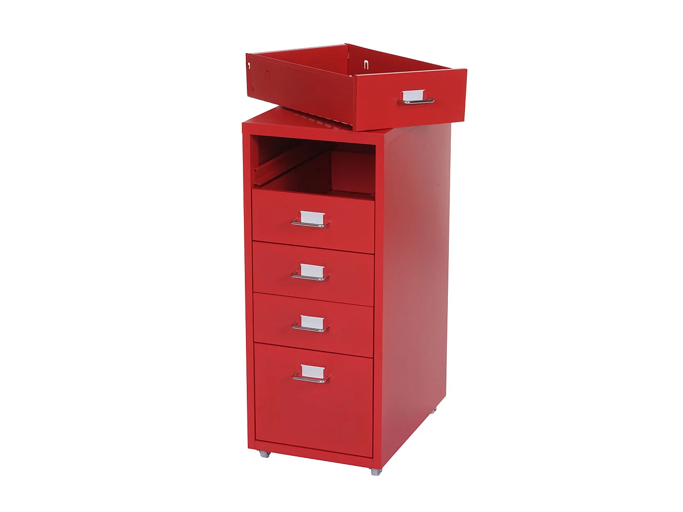 Cassettiera classificatore ufficio mobile Boston T851 con ruote 5 cassetti 69x28x41cm rosso
