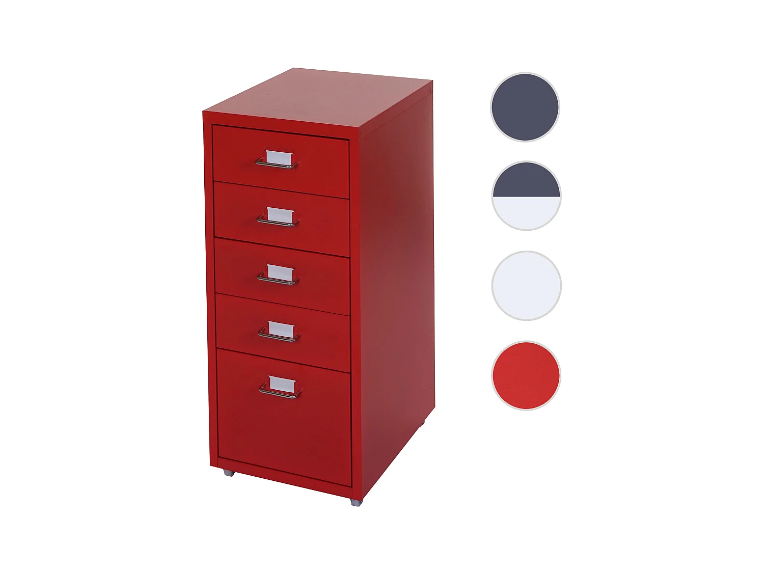 Cassettiera classificatore ufficio mobile Boston T851 con ruote 5 cassetti 69x28x41cm rosso