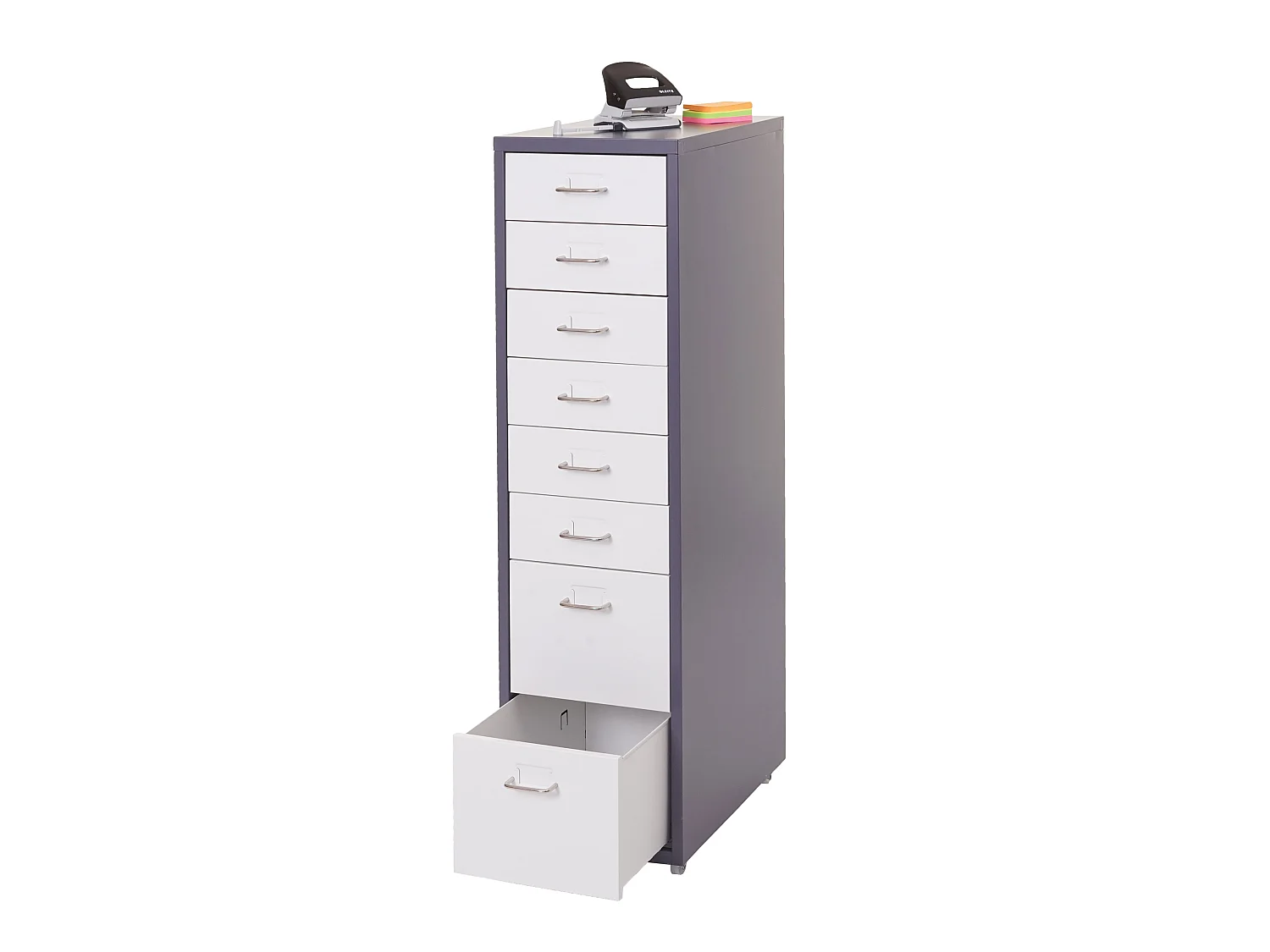 Caisson roulant Preston T851,  gris foncé blanc