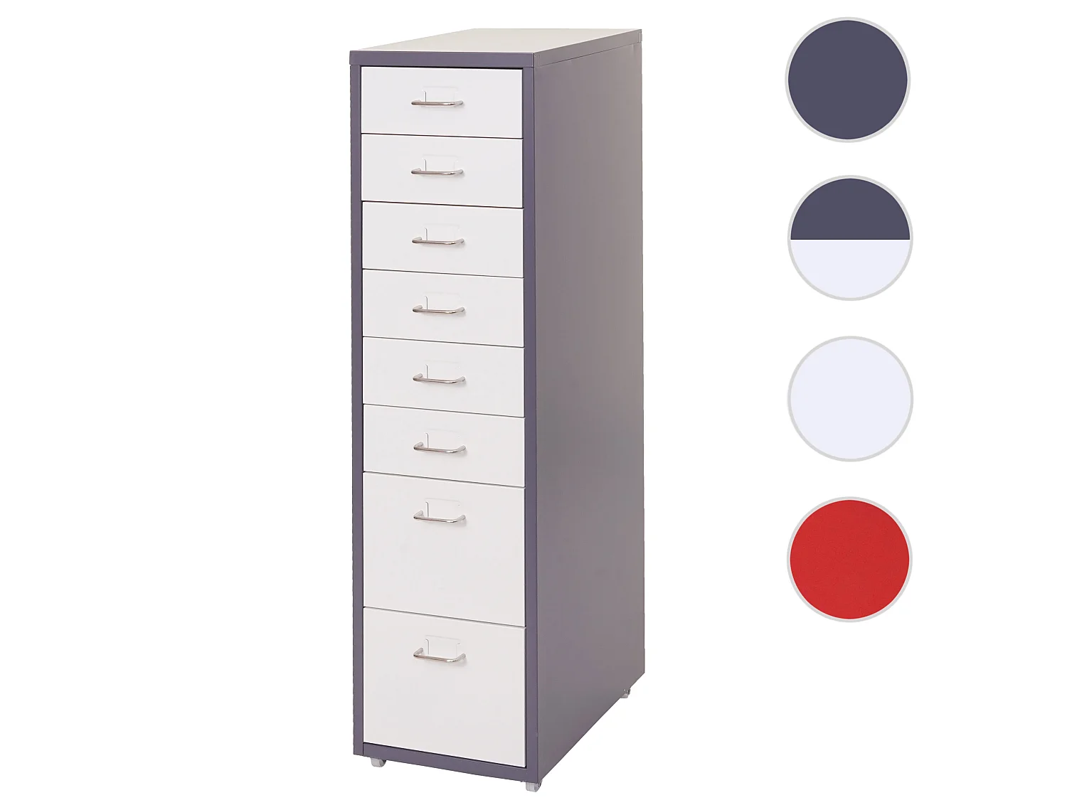 Caisson roulant Preston T851,  gris foncé blanc