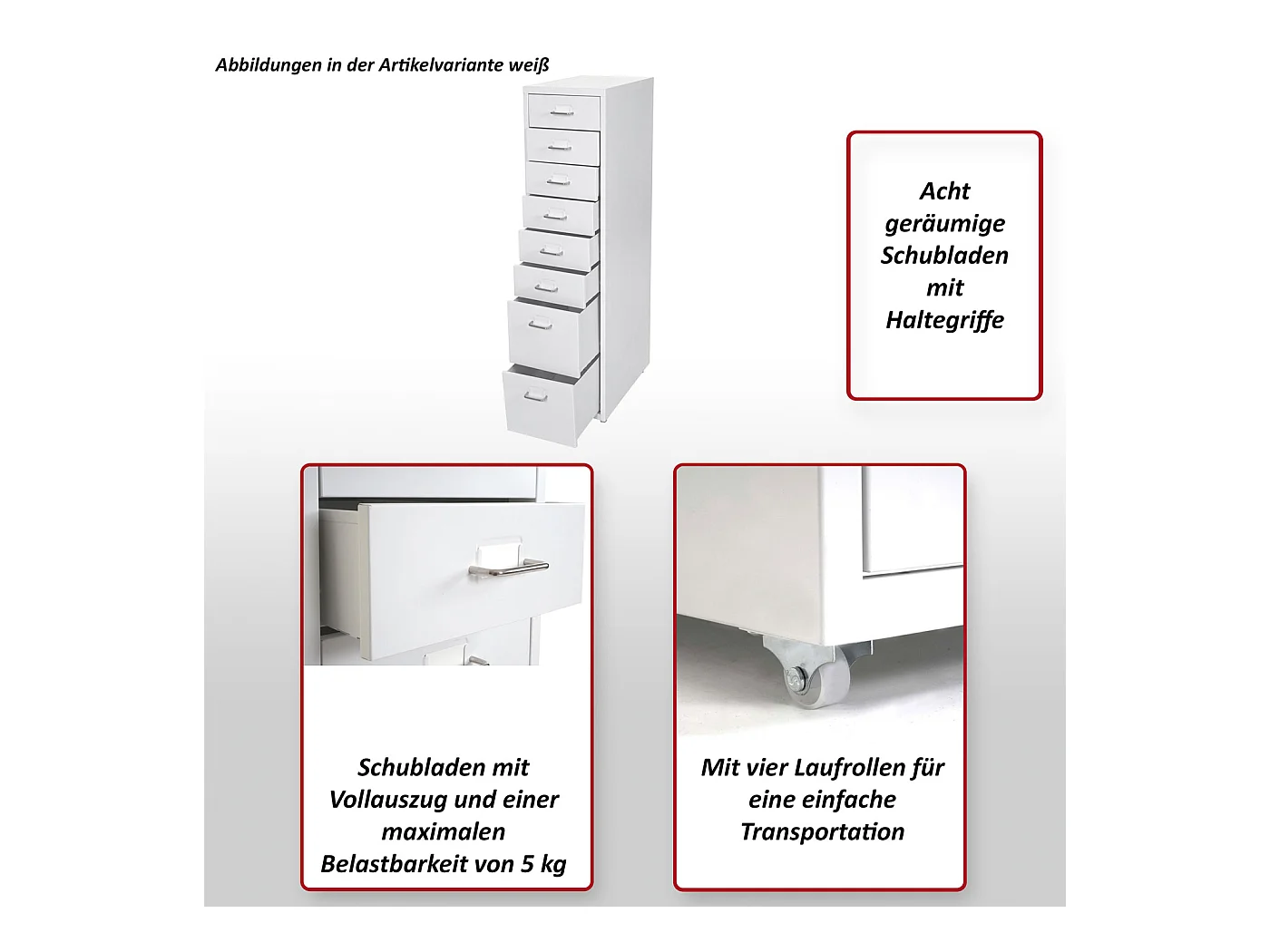 Cassettiera classificatore ufficio mobile Boston T851 con ruote 8 cassetti 110x28x41cm antracite