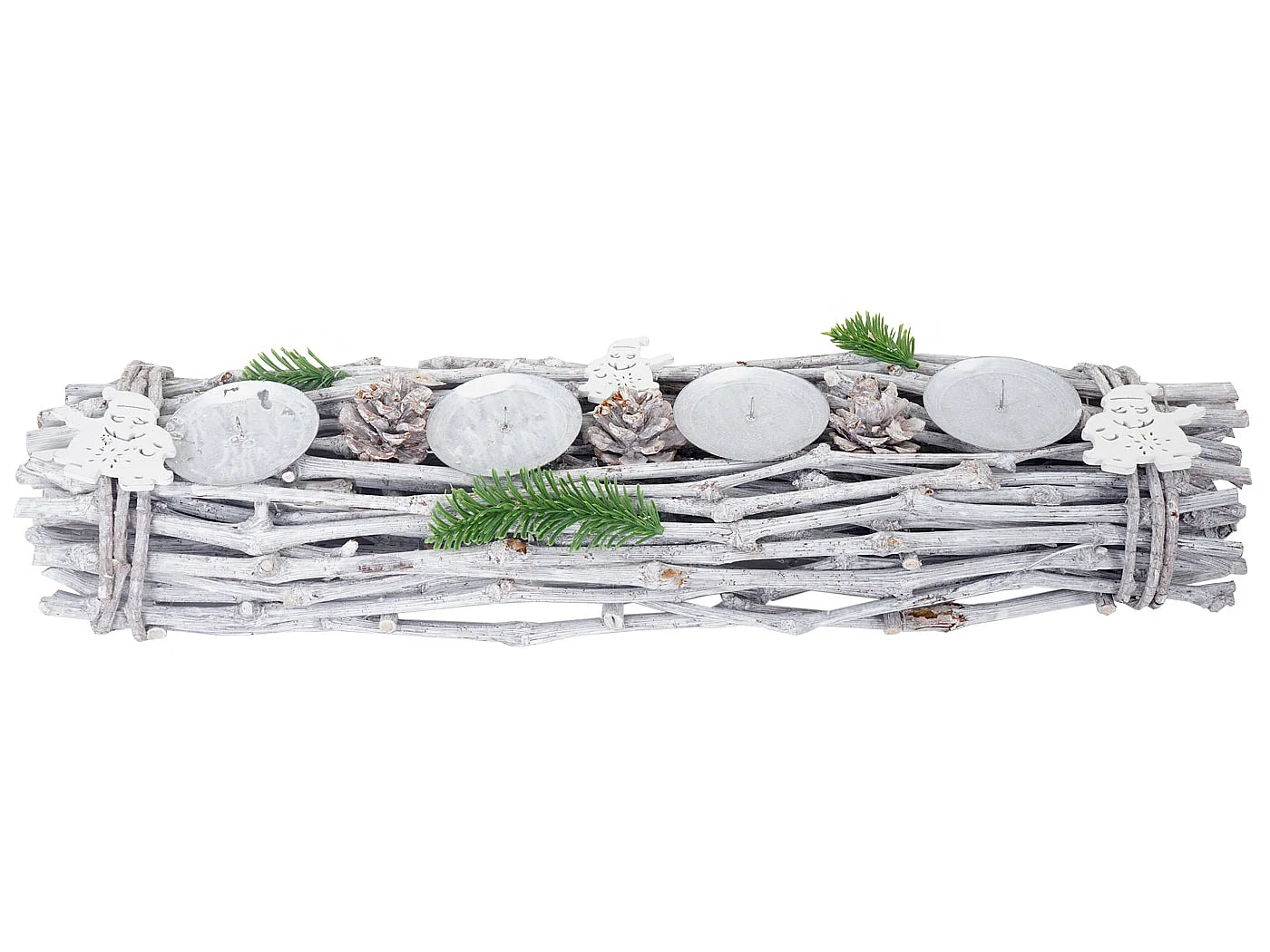 Adventskranz länglich Holz Kerzen rot, Mit Kerzen, rot