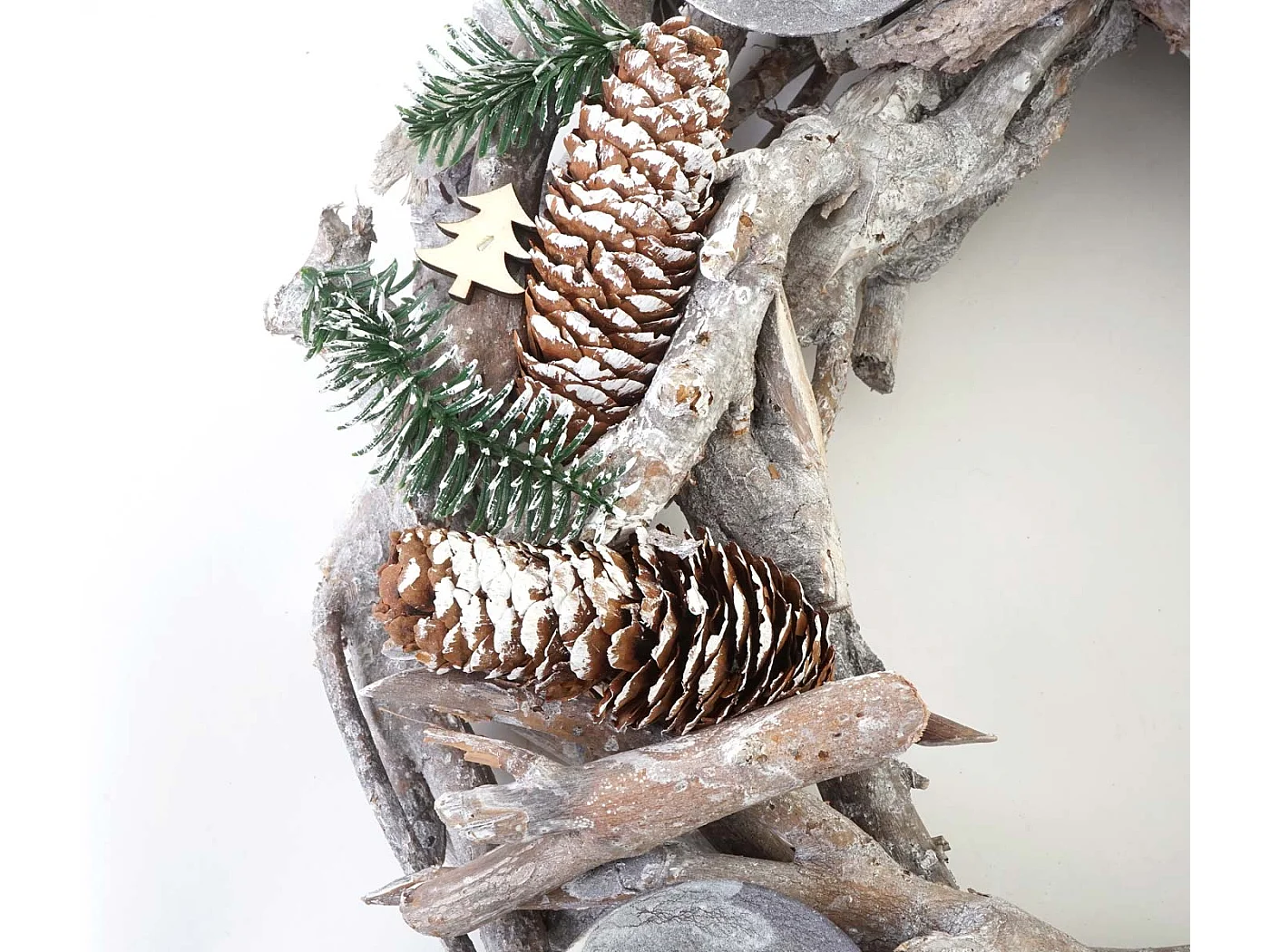 Adventskranz XXL rund Holz ohne Kerzen, Ohne Kerzen