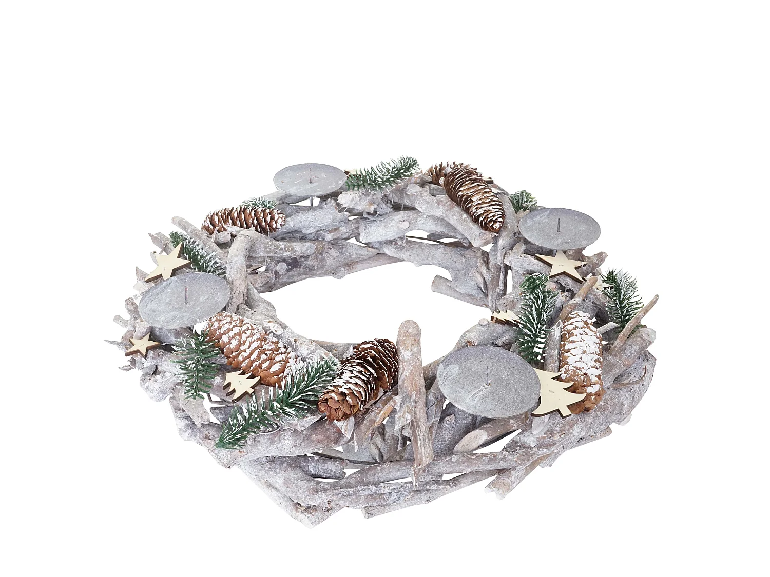 Couronne de l'Avent XXL ronde en bois sans bougies,  sans des bougies