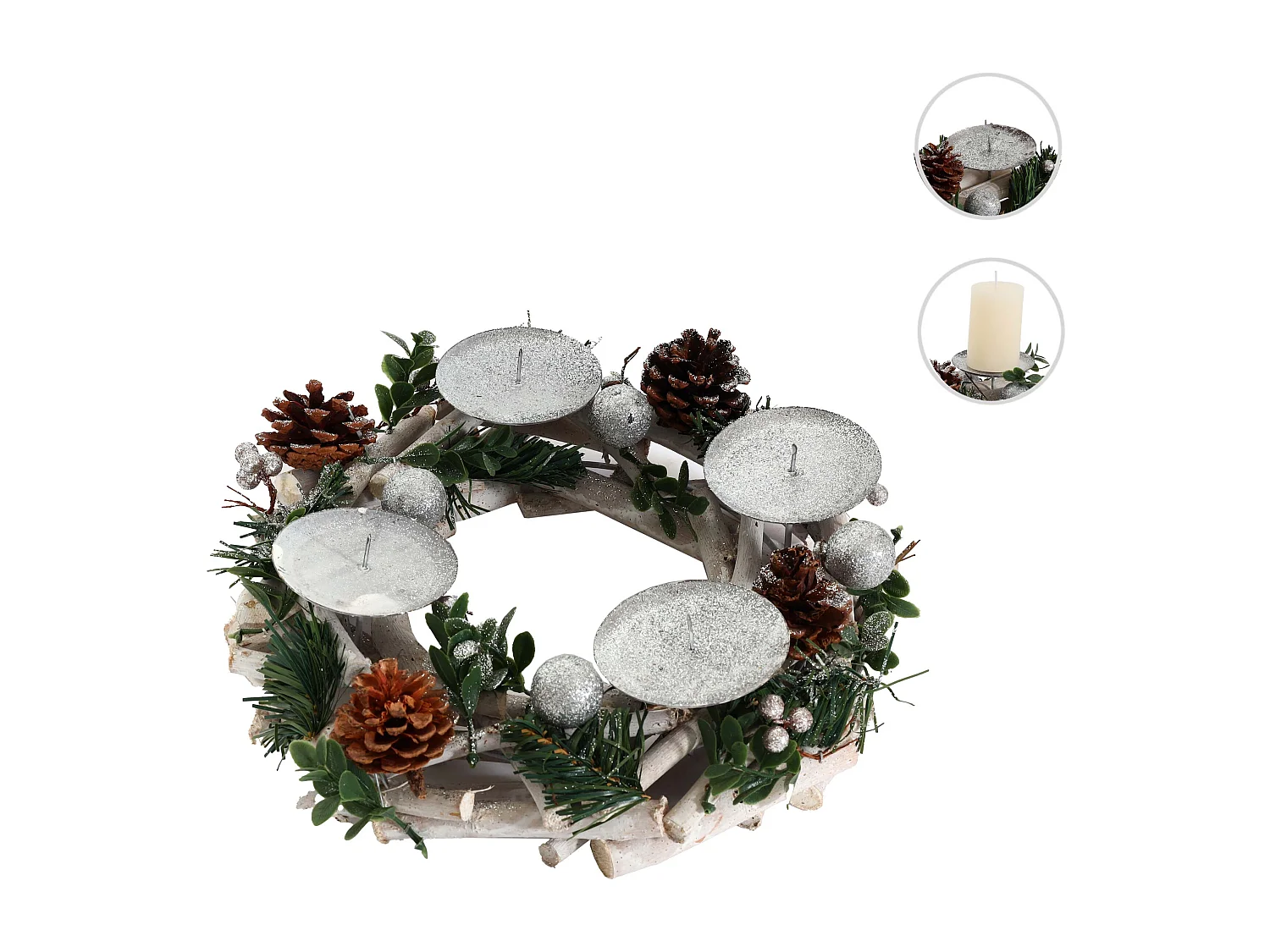 Couronne de l'Avent MCW-M12 avec bougies,  sans bougies
