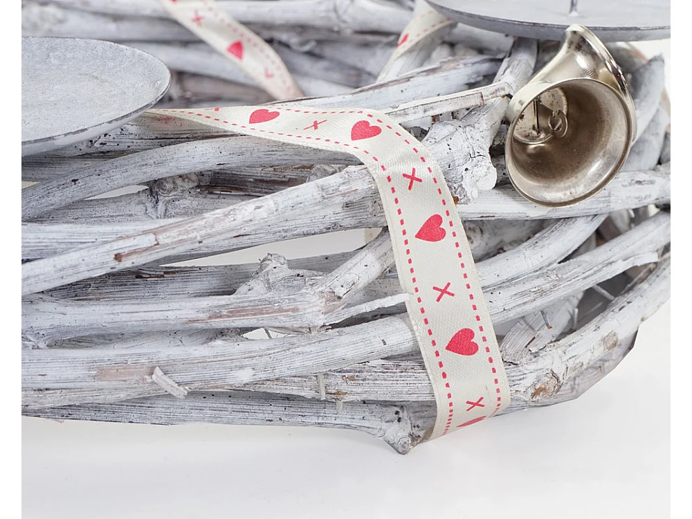 Coroa de Advento em madeira Ø 30cm com velas brancas,  com velas, branco