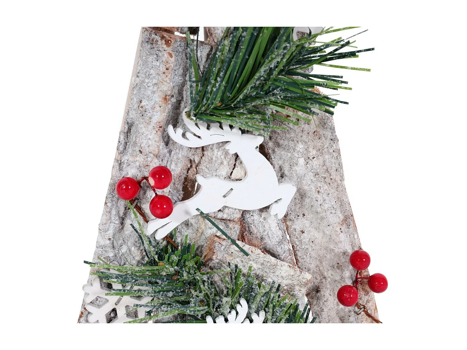 Albero di natale decorativo MCW-M16 con addobi natalizi legno 57x23x10cm