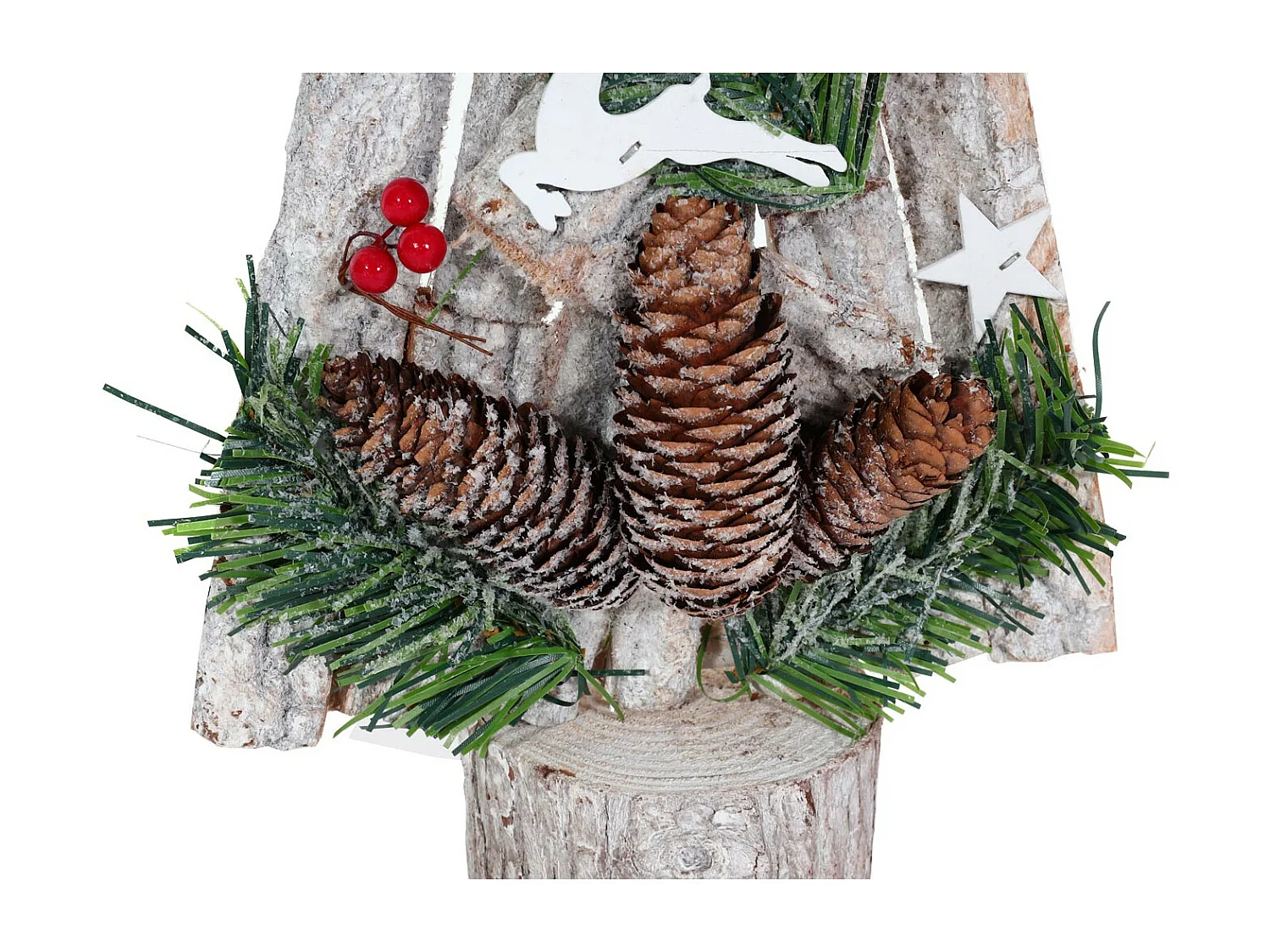 Albero di natale decorativo MCW-M16 con addobi natalizi legno 57x23x10cm