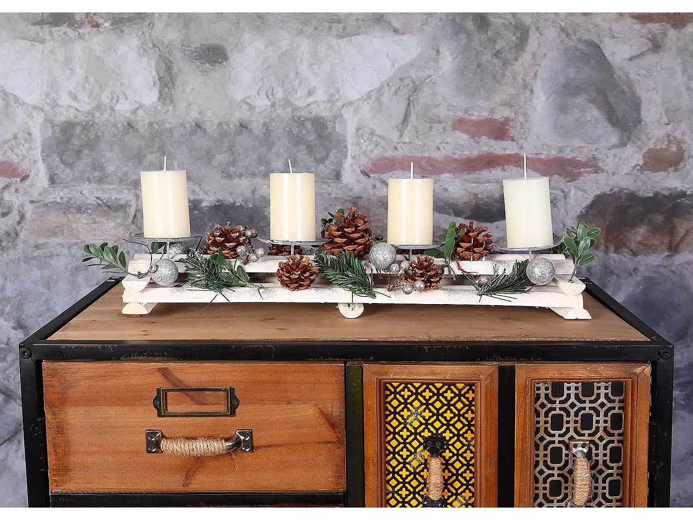 Adventsarrangement MCW-M12 met kaarsen,  met kaarsen