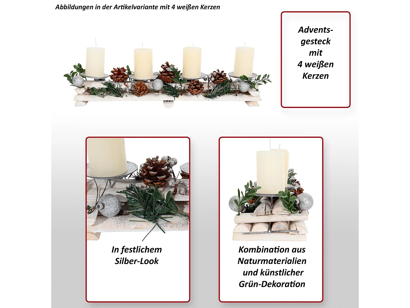 Arrangement de l'Avent MCW-M12 avec bougies,  avec bougies