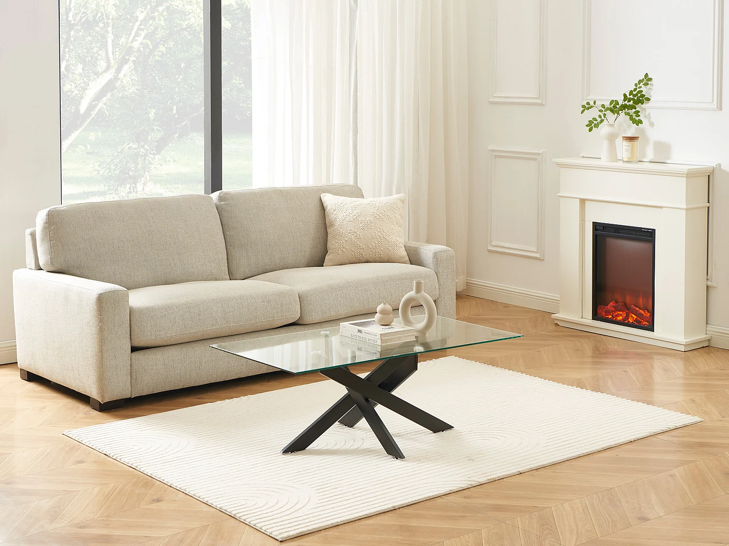 Stolik kawowy ze szkła hartowanego i metalu czarny – Transparentny – COSIMA