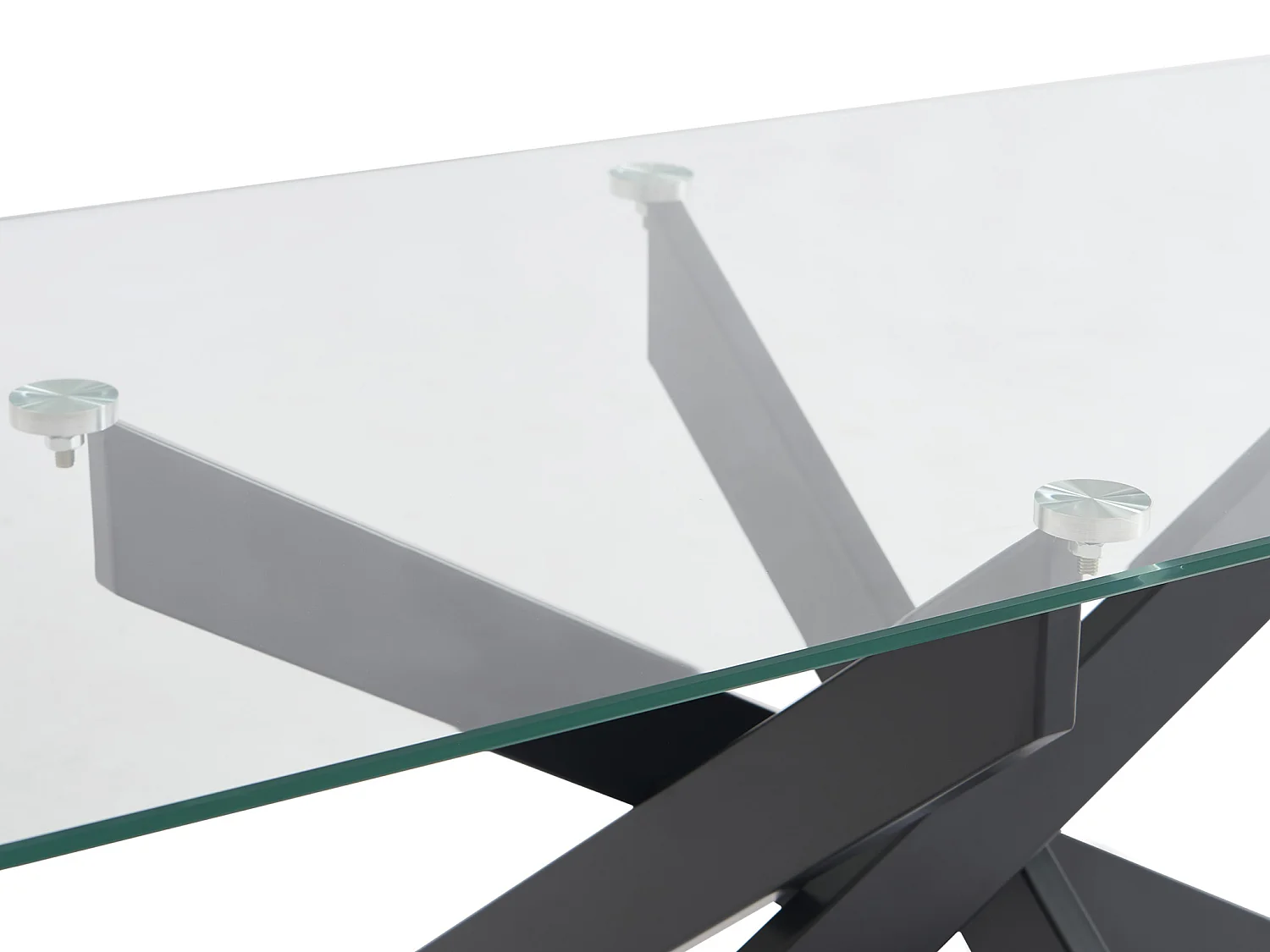 Table basse en verre trempé et métal noir - Transparent - COSIMA