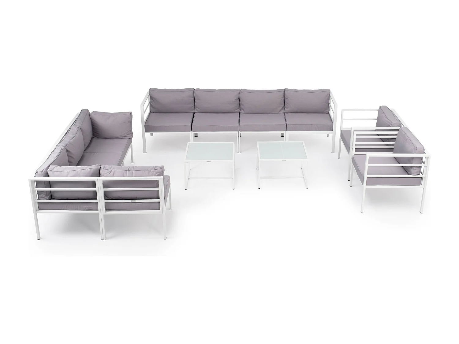 Salon de Jardin Madrid Deluxe 10 Places Blanc Acier Kiefergarden