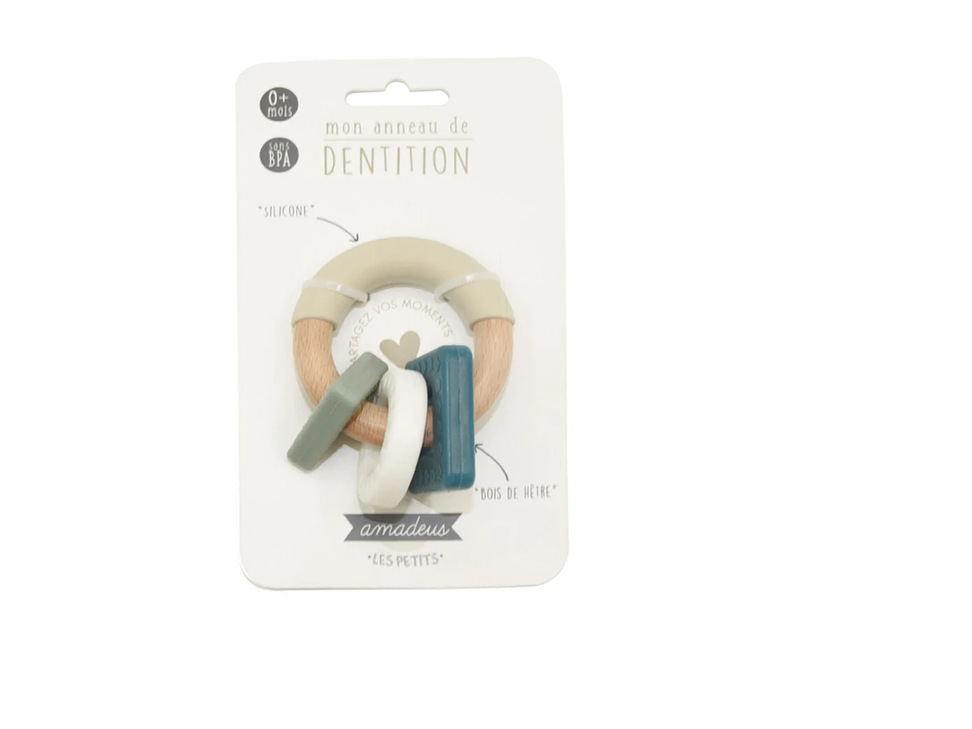 Anneau de dentition bleu et vert