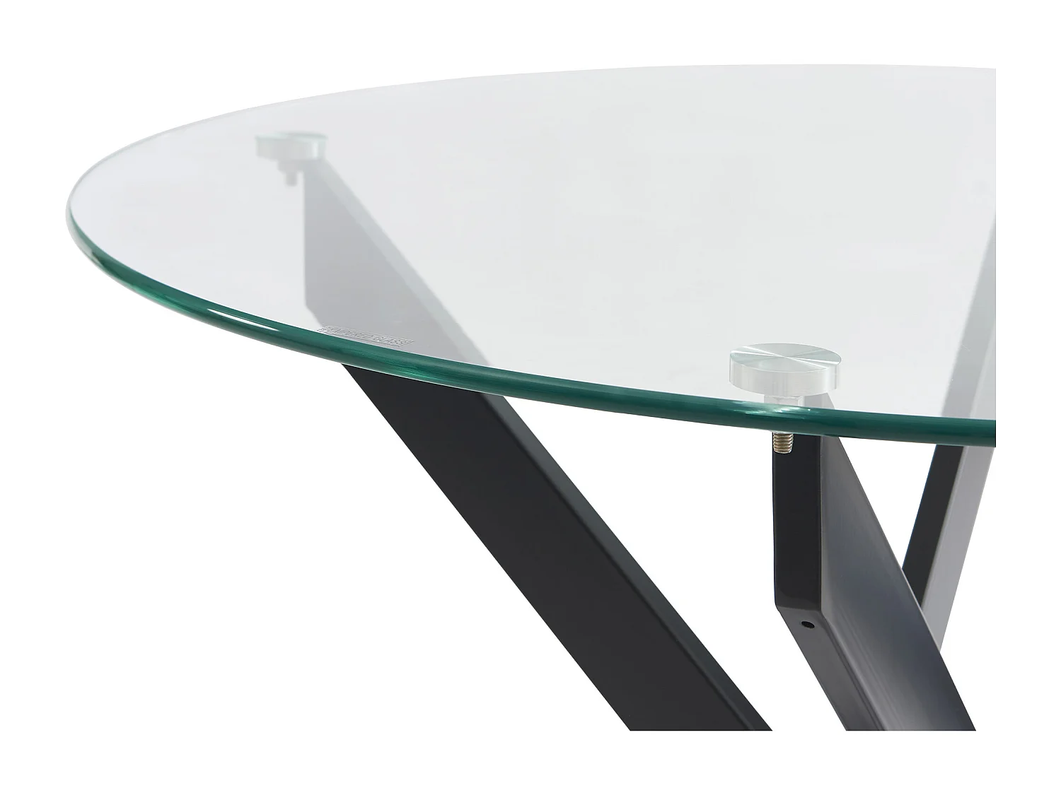 Mesa de jantar redonda 2 lugares em vidro temperado e metal preto, transparente - COSIMA