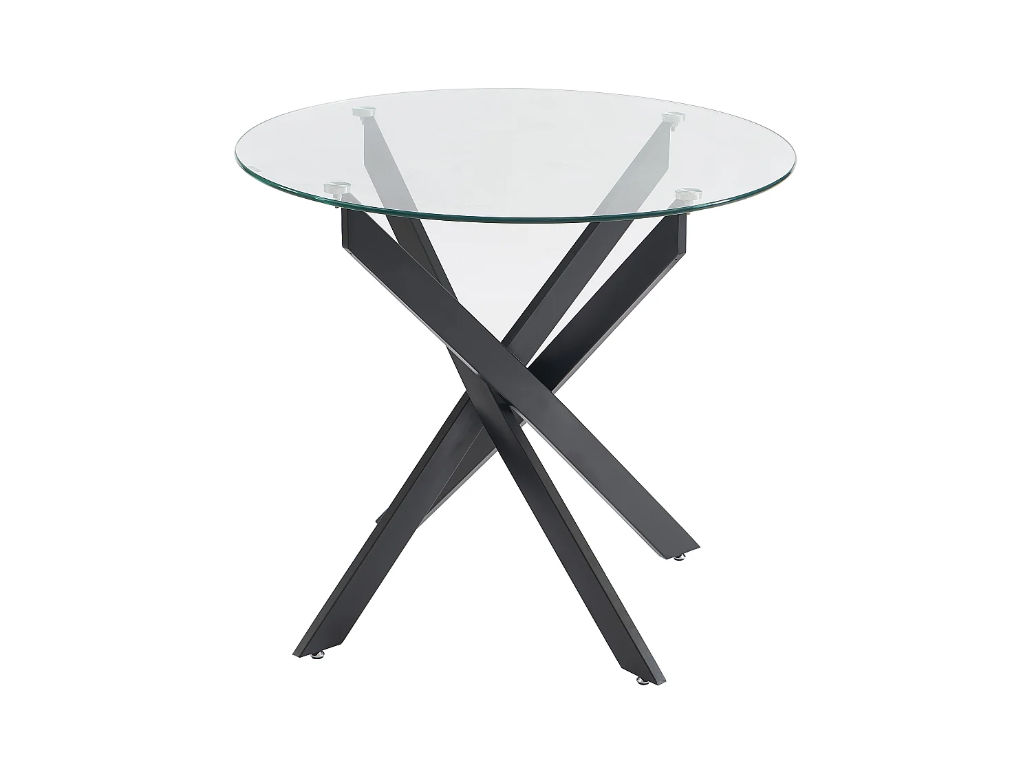Mesa redonda de comedor para 2 personas de vidrio templado y metal negro - Transparente - COSIMA