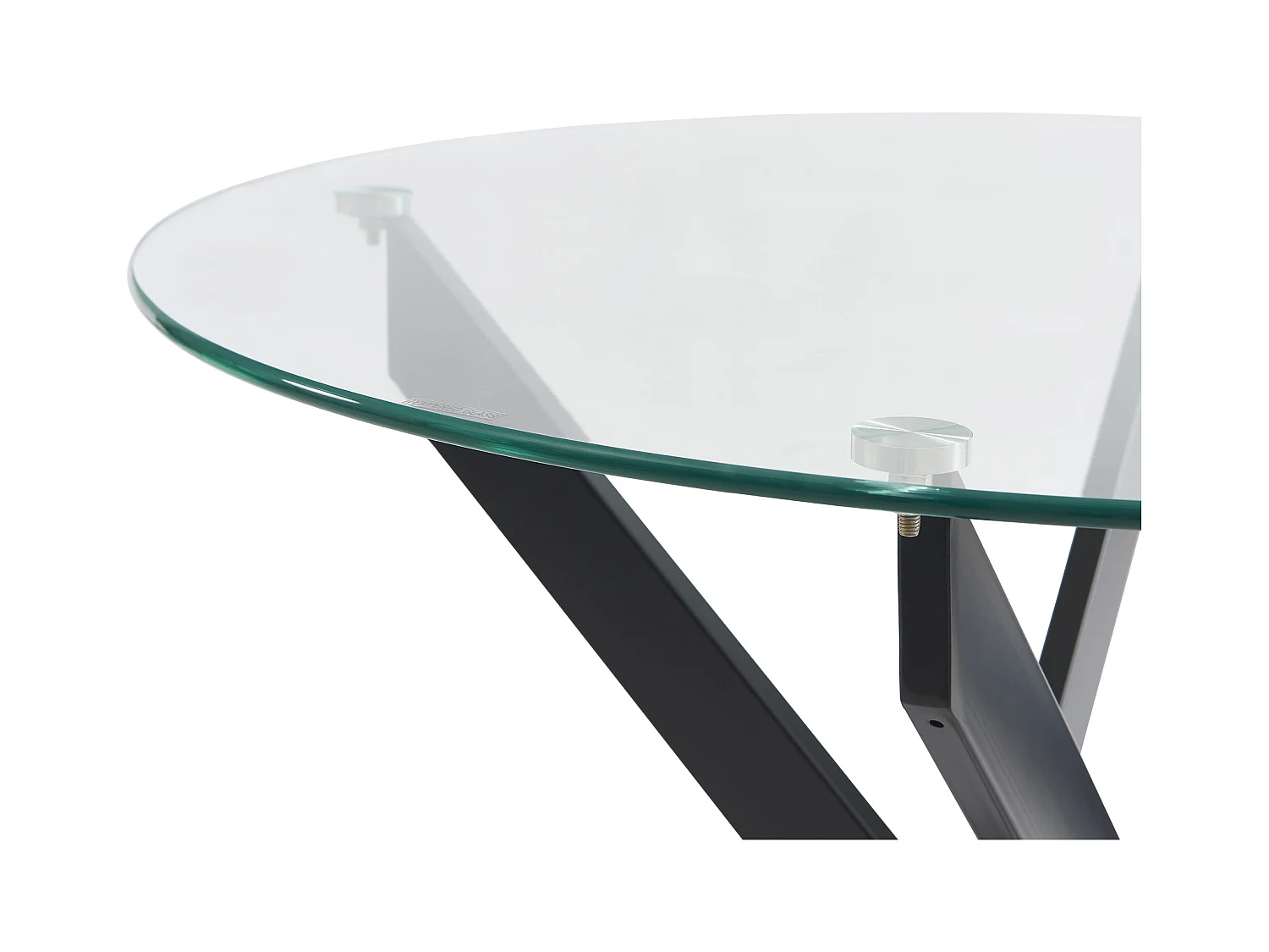 Mesa redonda de comedor para 2 personas de vidrio templado y metal negro - Transparente - COSIMA