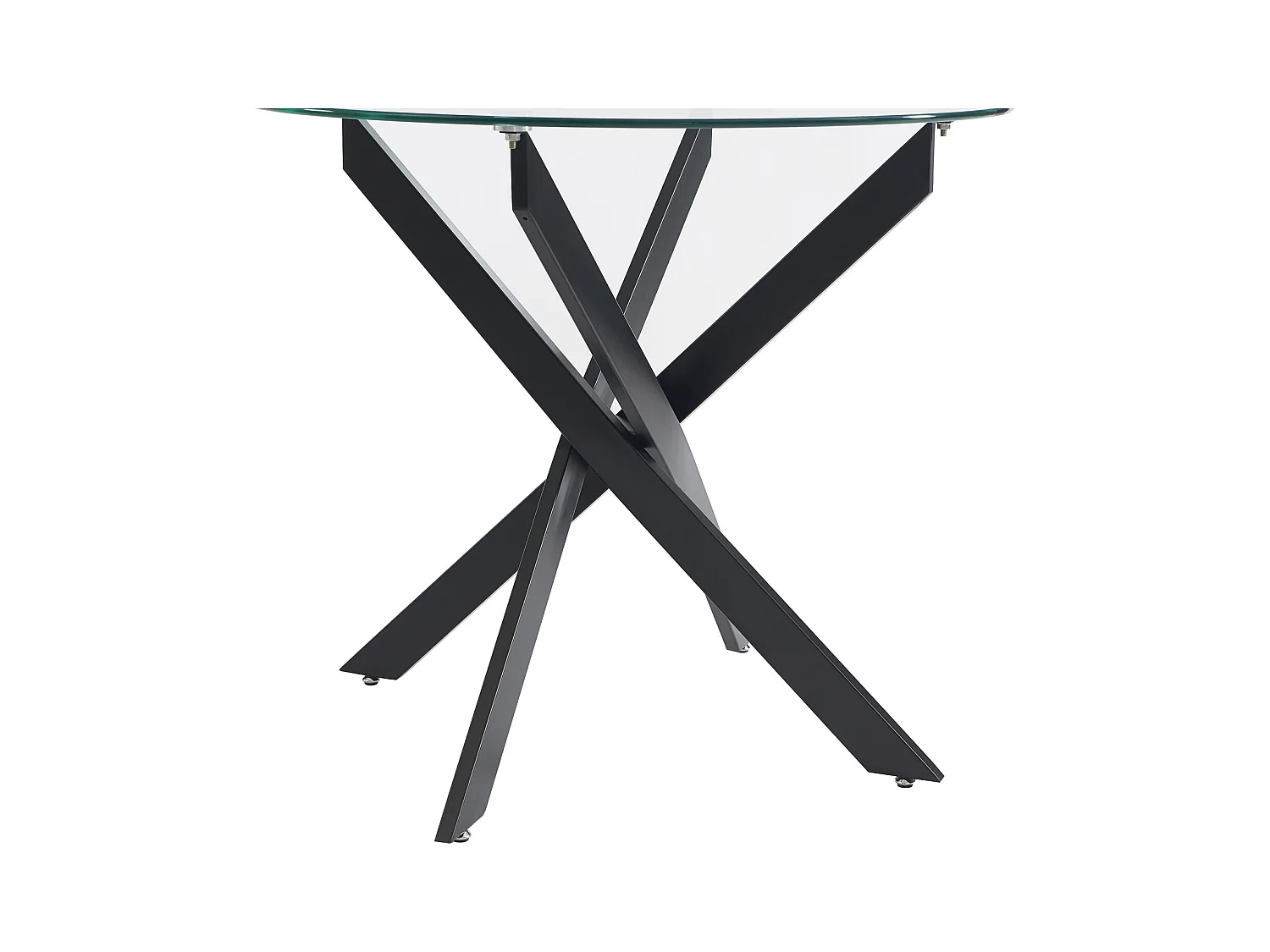 Mesa redonda de comedor para 2 personas de vidrio templado y metal negro - Transparente - COSIMA