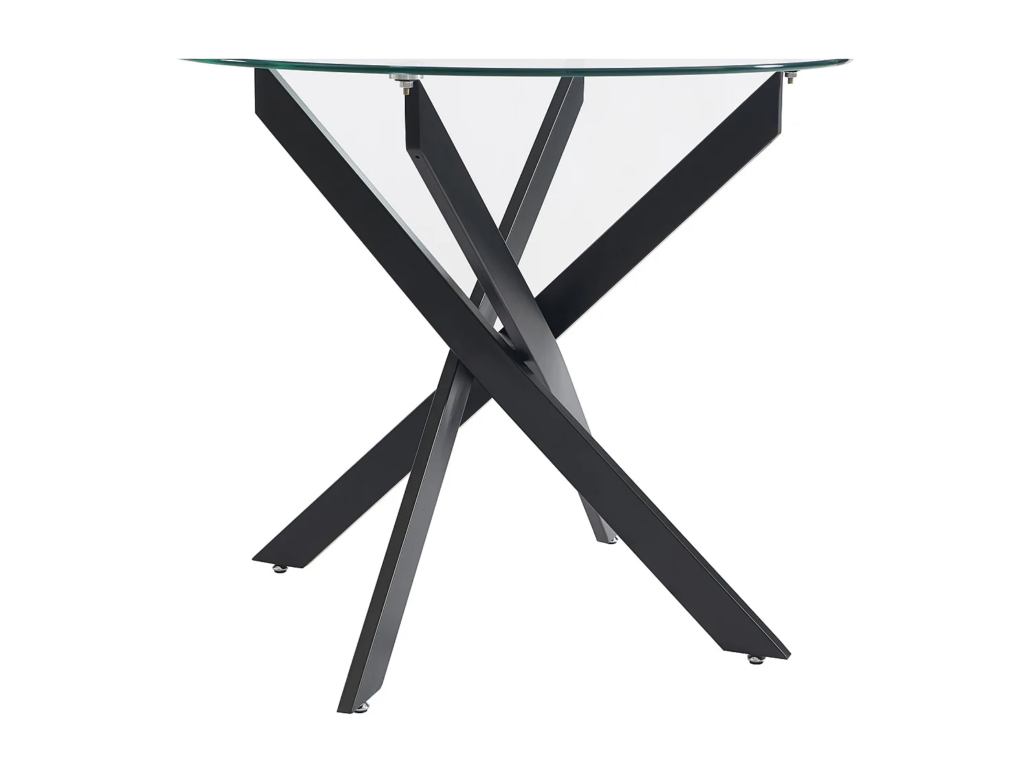 Rundt spisebord for 2 personer i herdet glass og sort metall - Transparent - COSIMA