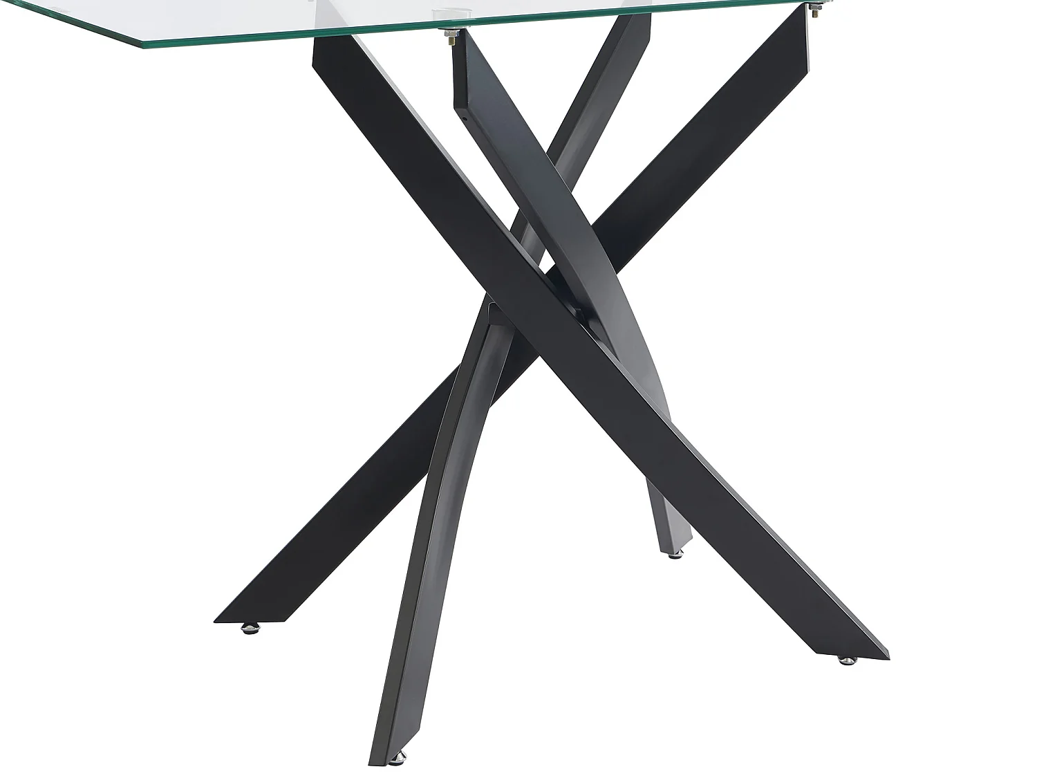 Consola em vidro temperado e metal preto, transparente - COSIMA