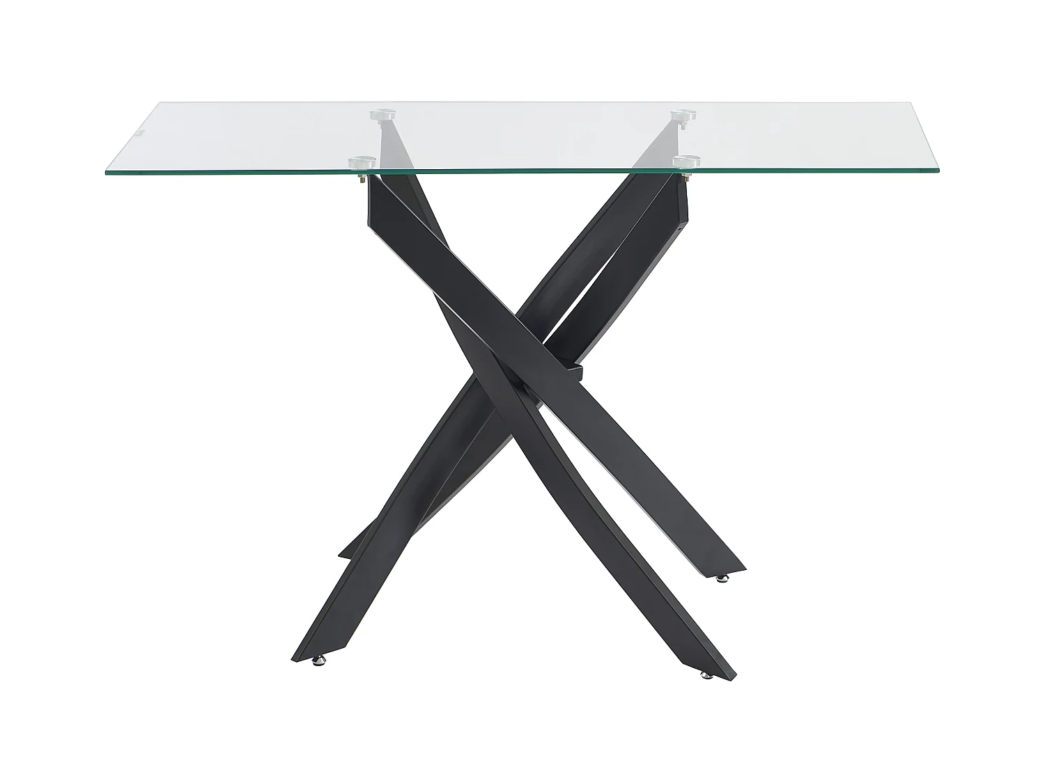 Consola de vidrio templado y metal negro - Transparente - COSIMA